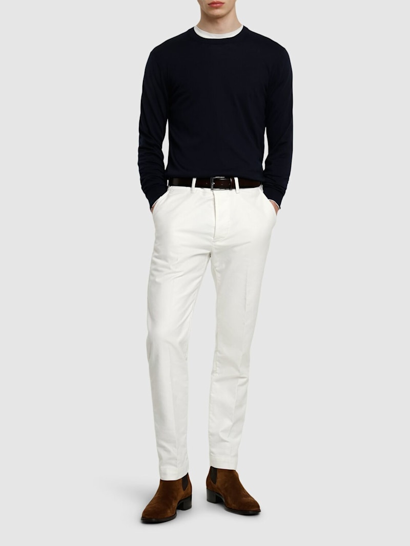 Pure cotton l/s crewneck knit sweater - 7