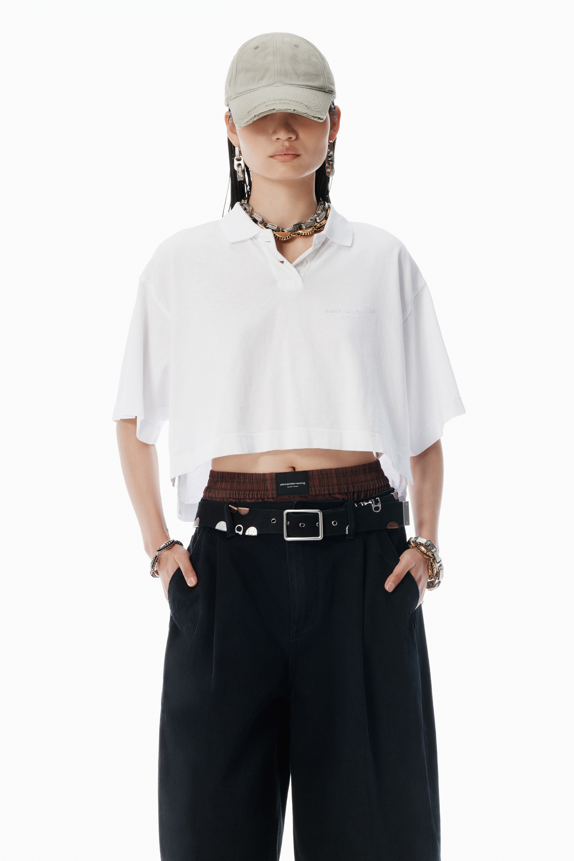 White Logo Cropped Jersey Tee - 2