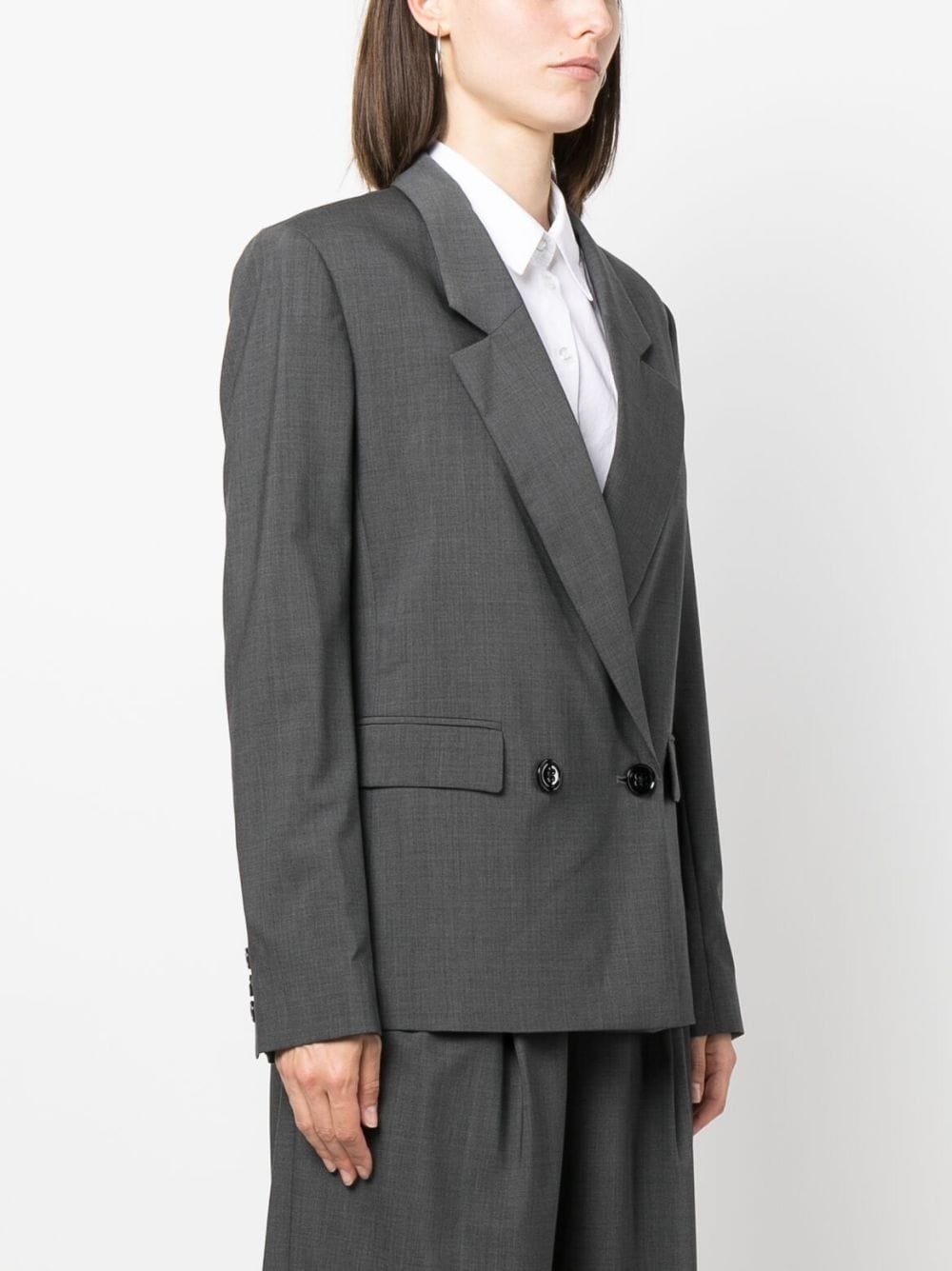 double-breasted virgin wool-blend blazer - 3