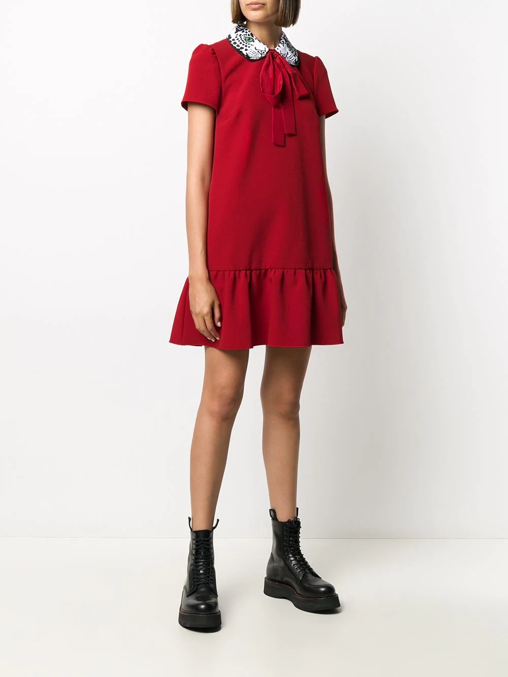 panther embroidered mini dress - 3