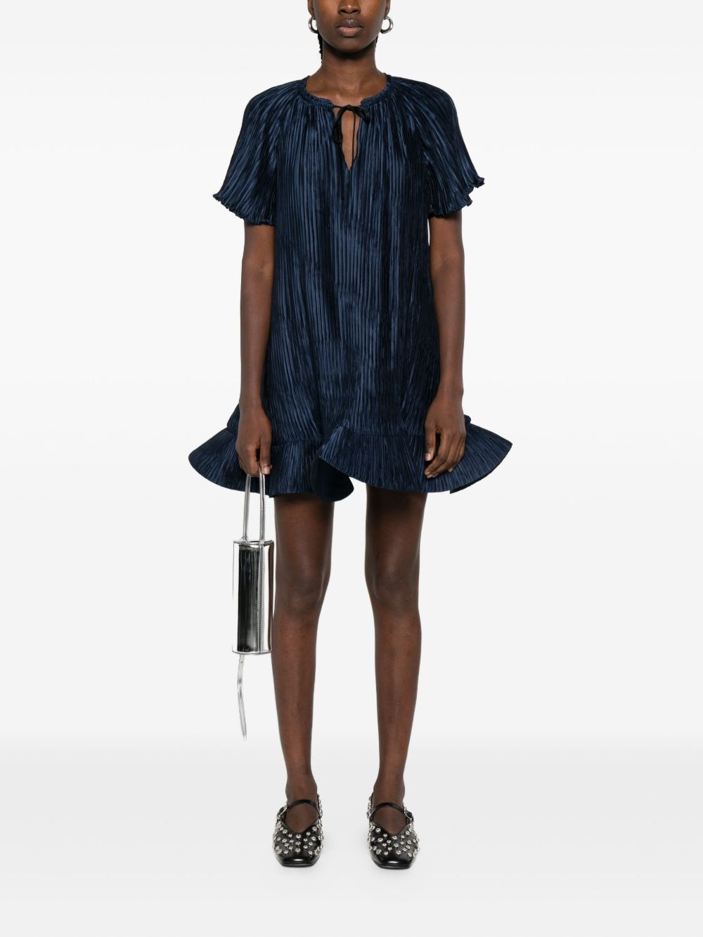 plissé ruffled mini dress - 2