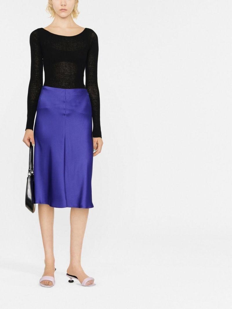 high-waisted satin-finish skirt - 2