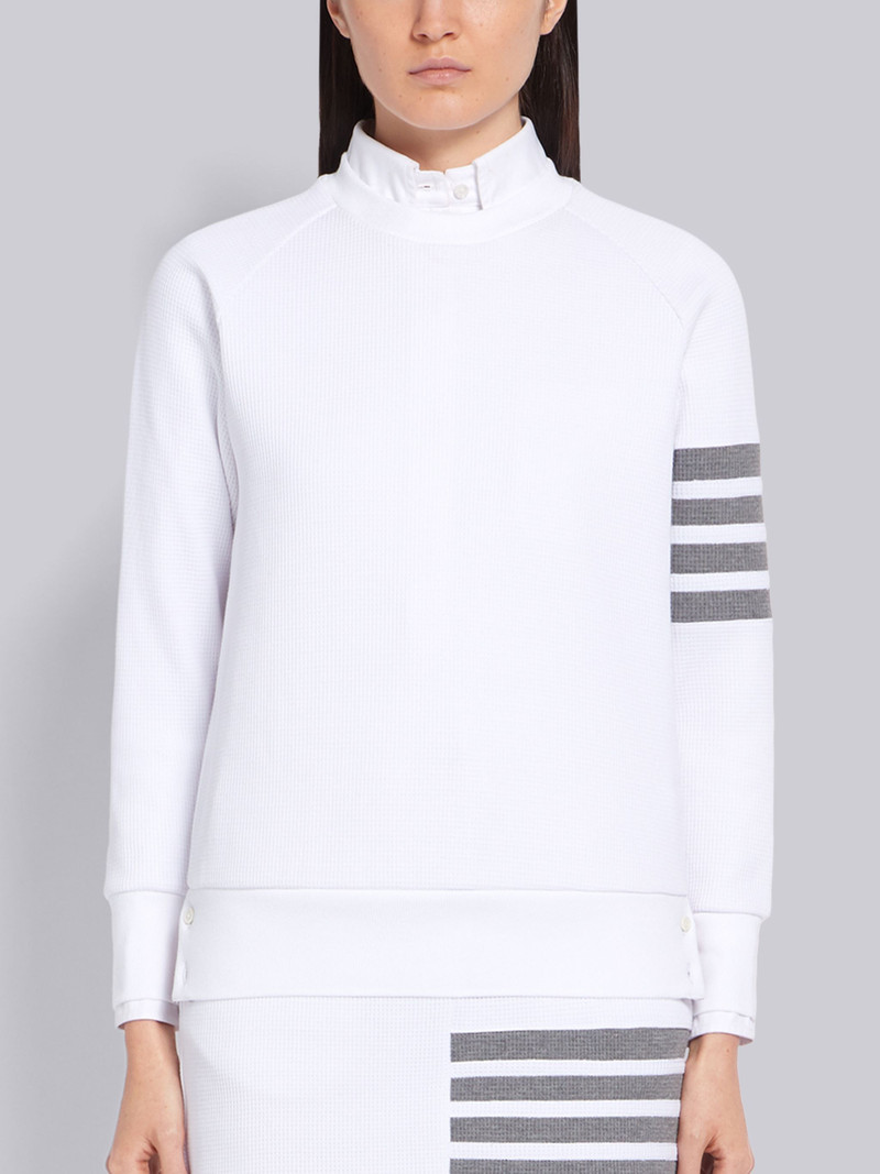 White Waffle Crewneck 4-Bar Sweatshirt 1