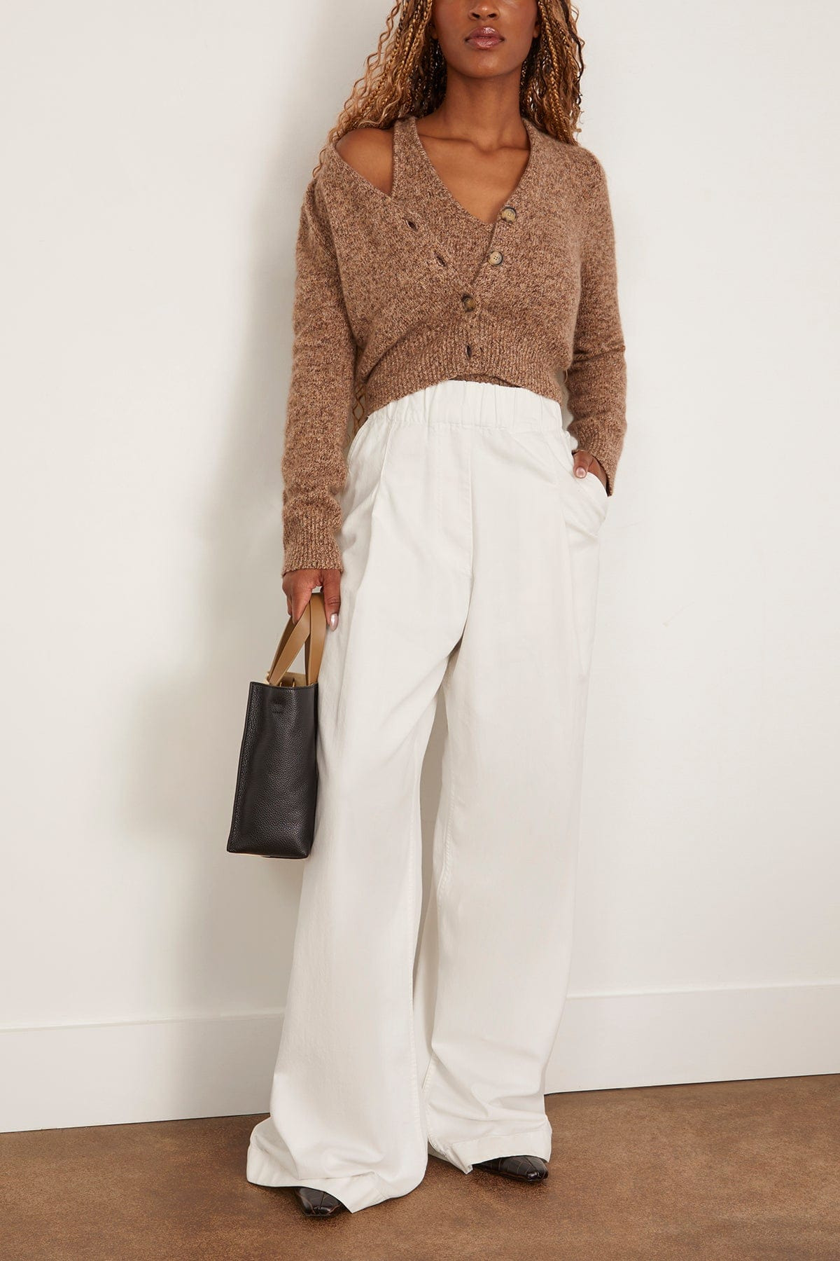Sloane Cardigan Sweater in Marled Brown - 2