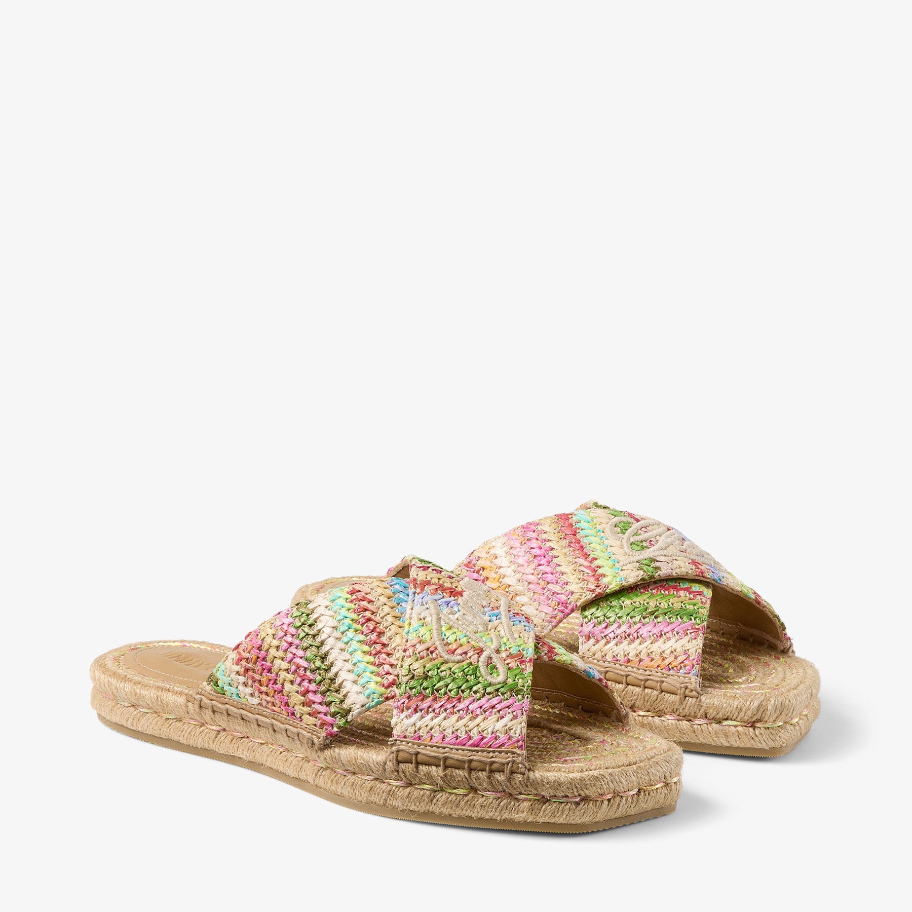 Aciel Sandal Flat
Ecru Striped Raffia Sandals - 2