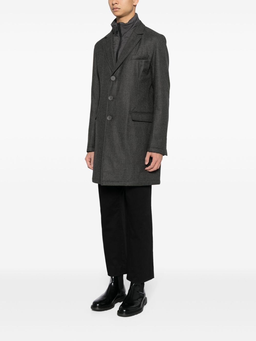hybrid high-neck single-breasted coat - 3