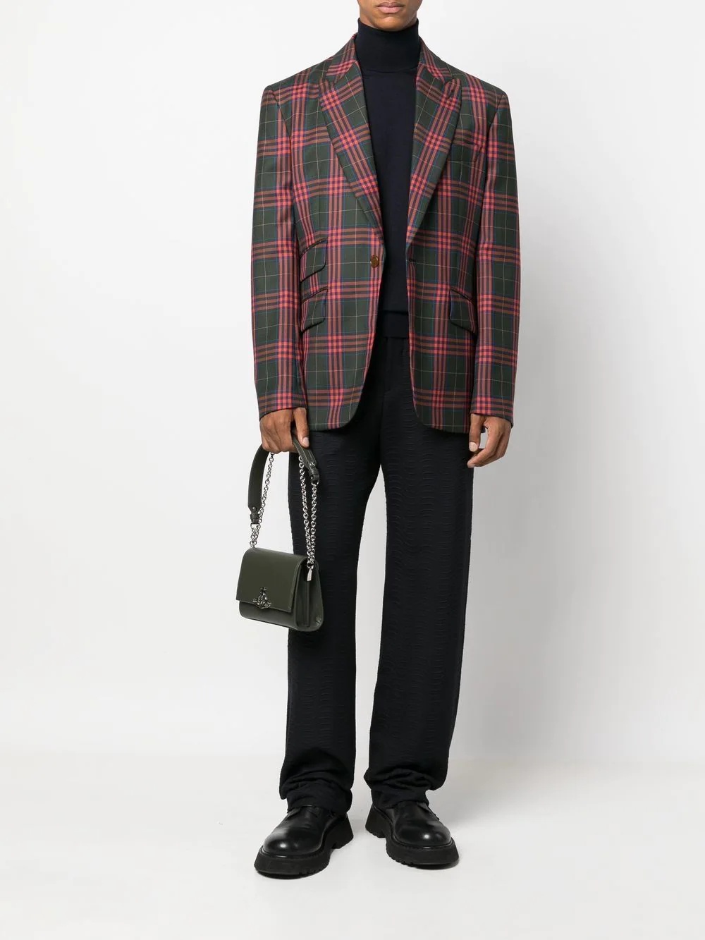 checked virgin wool blazer - 2