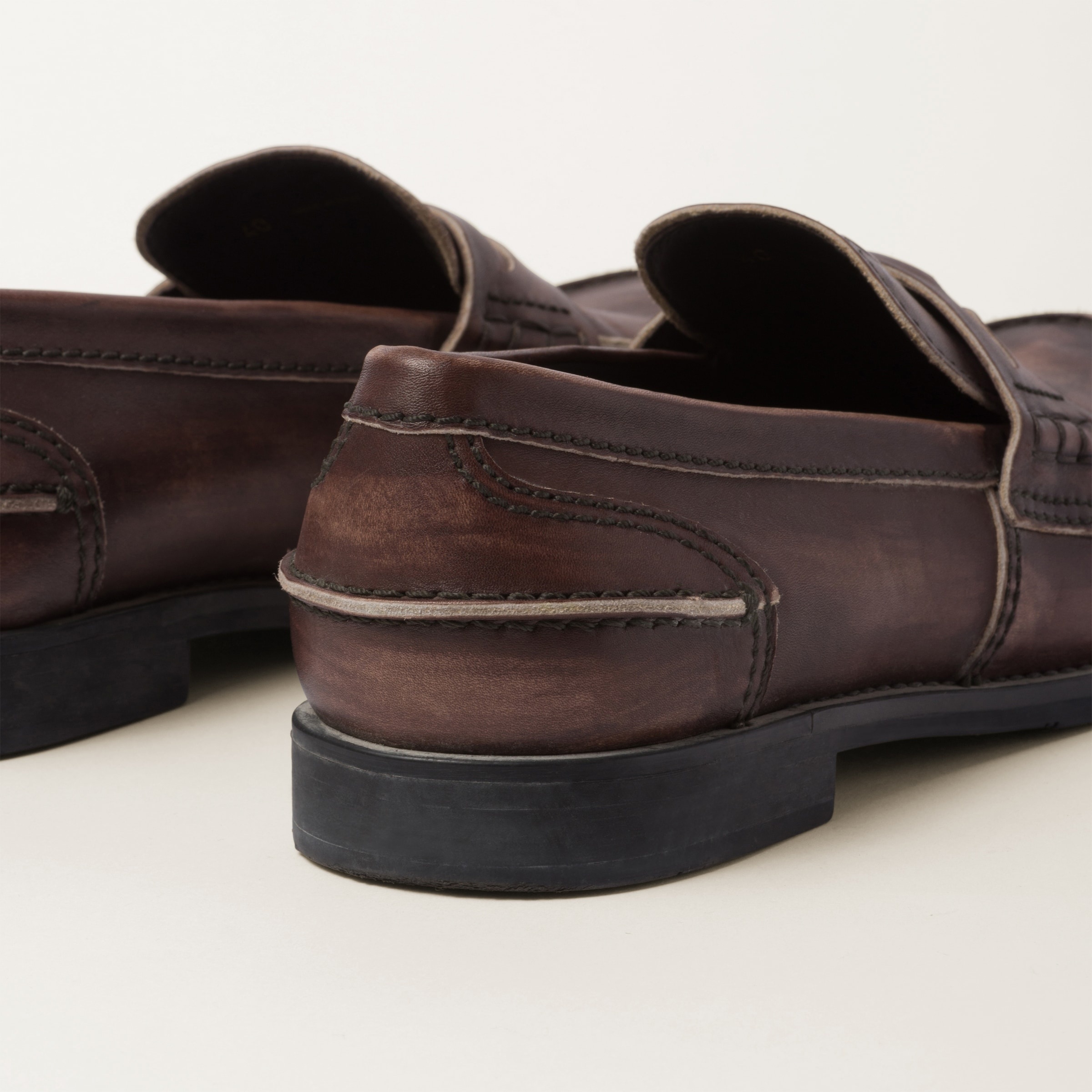 Vintage-effect leather loafers - 3