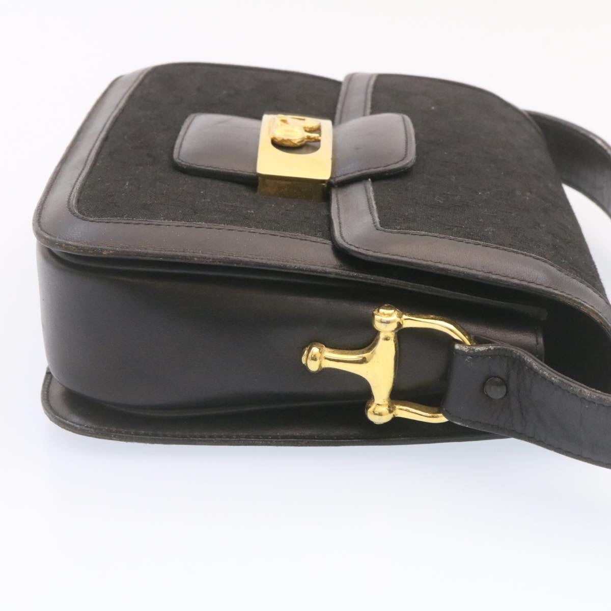 CELINE C Macadam Horse Carriage Shoulder Bag Canvas Black Gold - 4