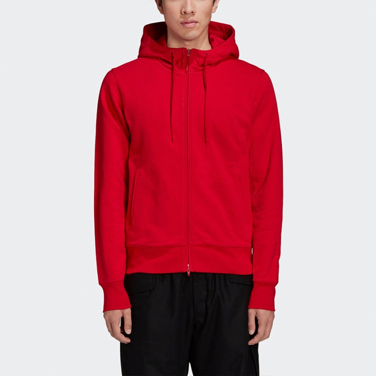 Men's Y-3 Solid Color Casual Hooded Zipper Jacket Red GK4482 - 3