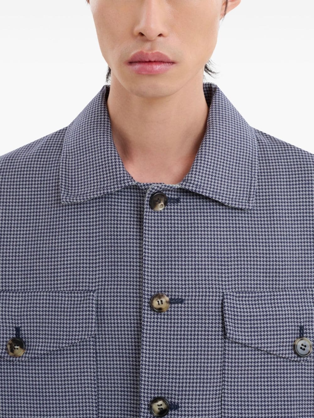 houndstooth-print flap-pocket shirt - 5