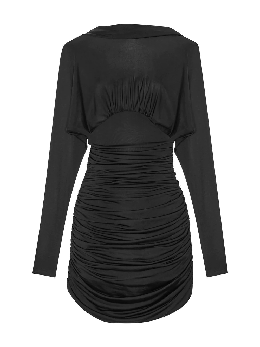 ruched curved-hem long-sleeve dress - 2