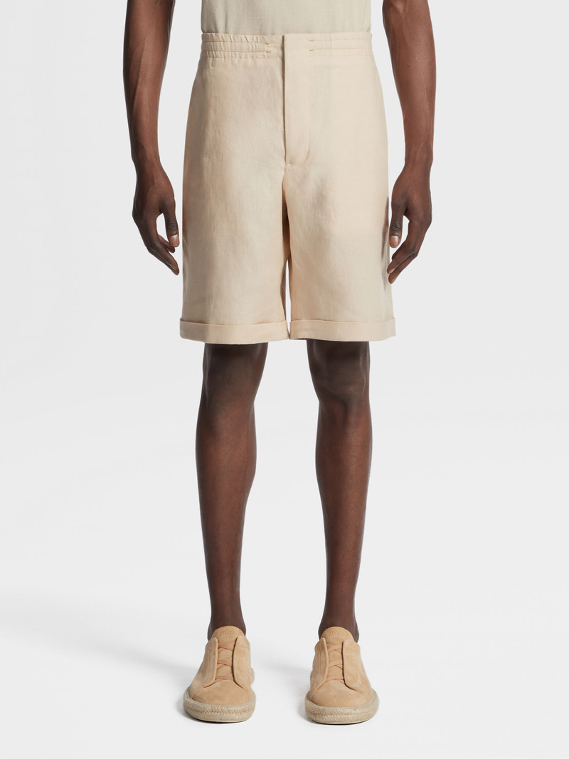 ZEGNA OFF WHITE LINEN SHORTS outlook