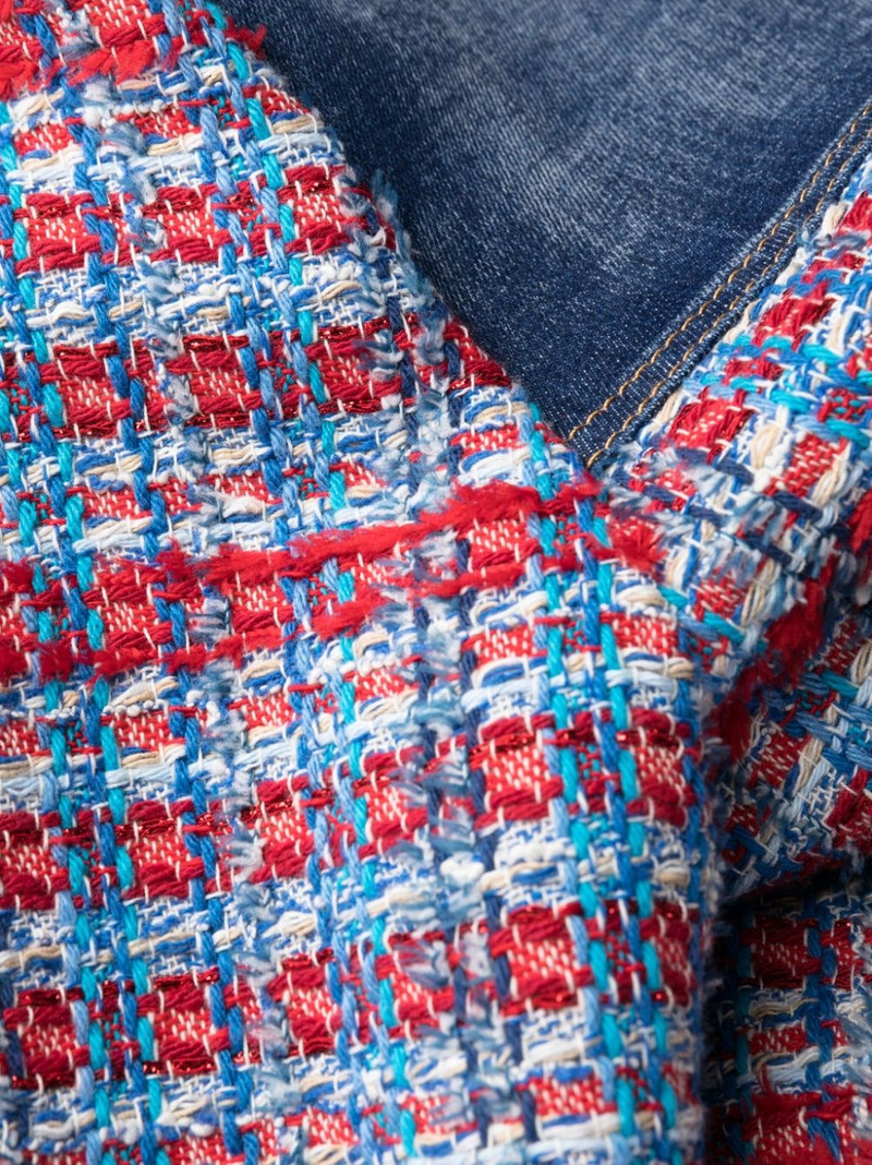 panelled tweed denim 미니 드레스 7