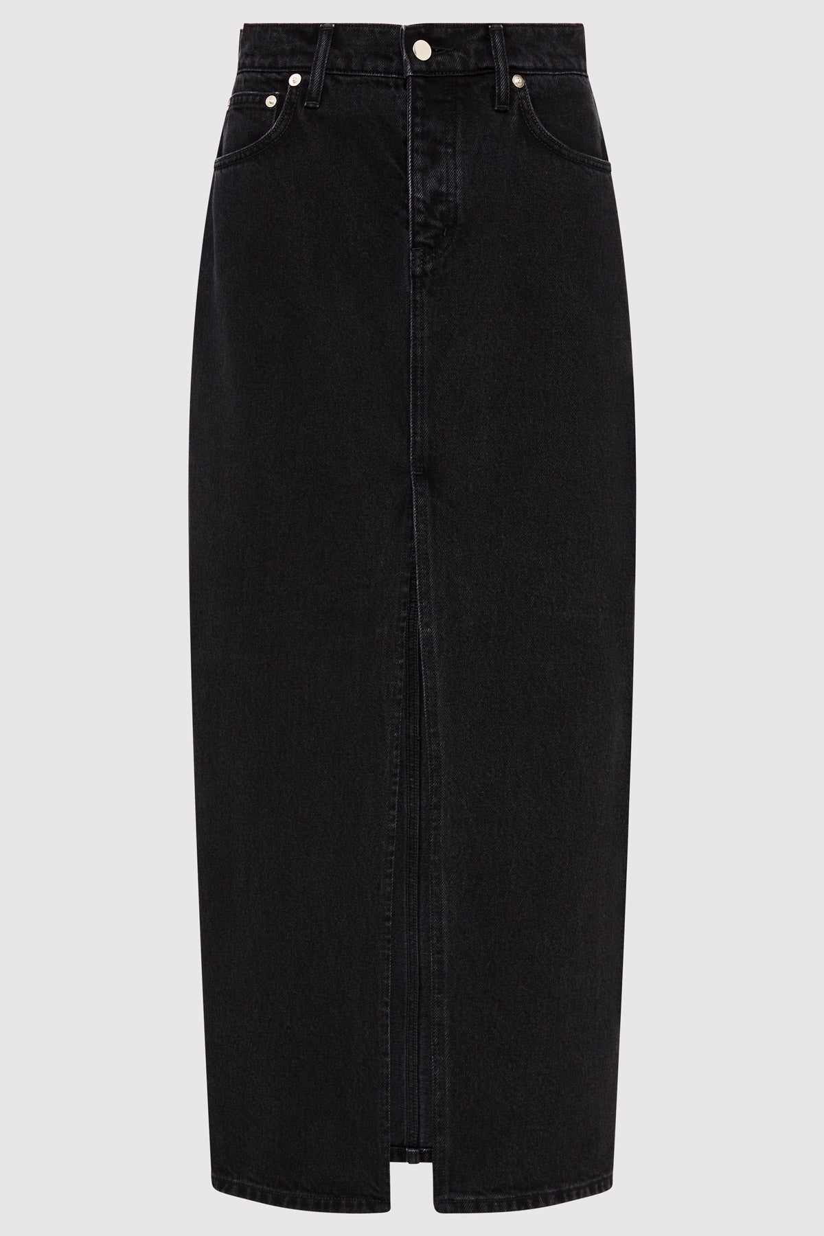 Denim Maxi Skirt - Washed Black - 1