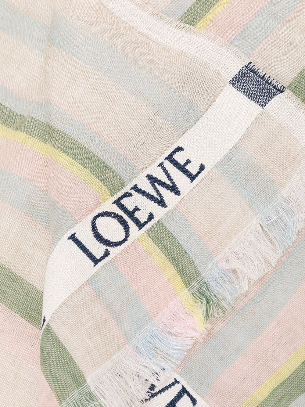 stripe linen scarf  - 3