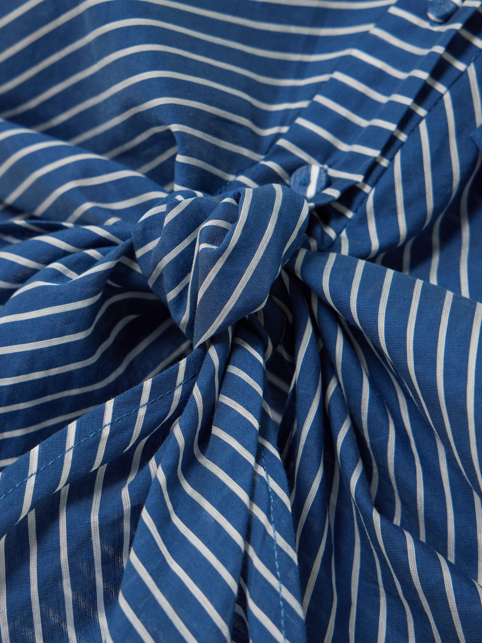 Ilusion tie-detailed striped cotton-voile shirt Navy - 4
