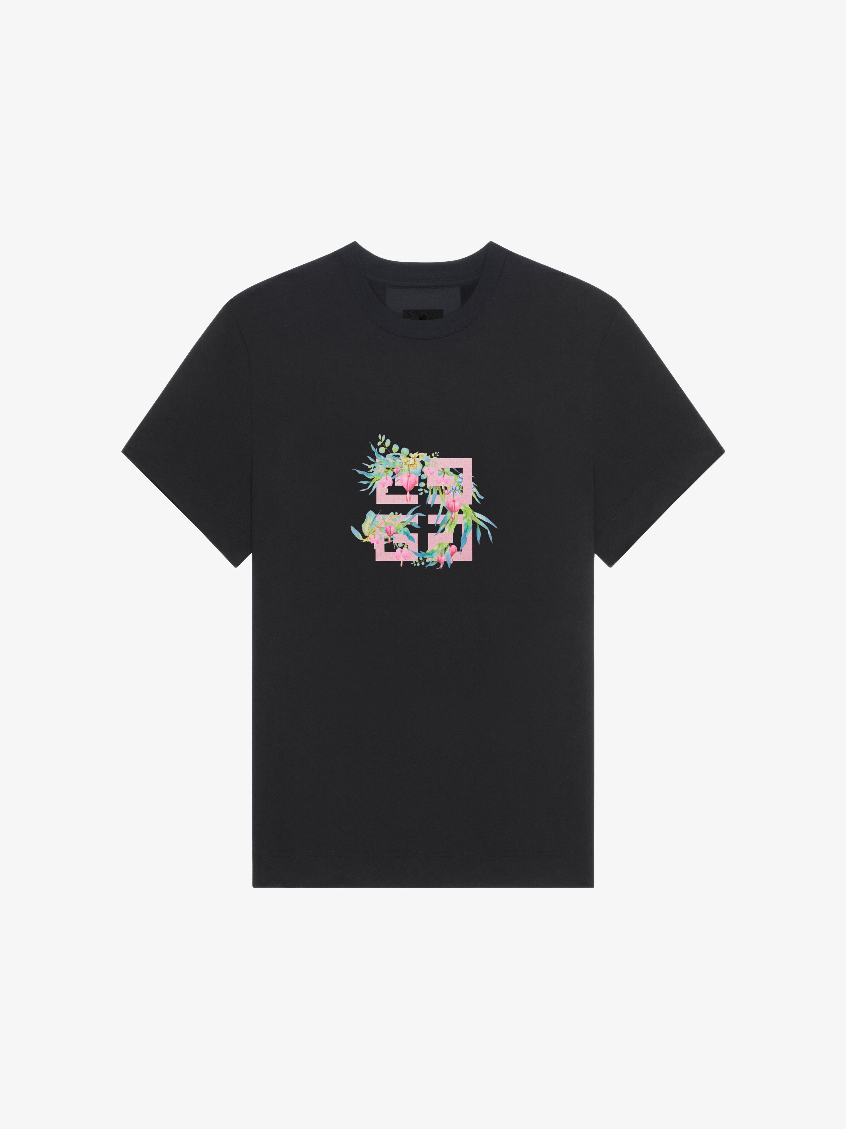 T-SHIRT IN COTTON WITH 4G FLOWERS PRINT - 1