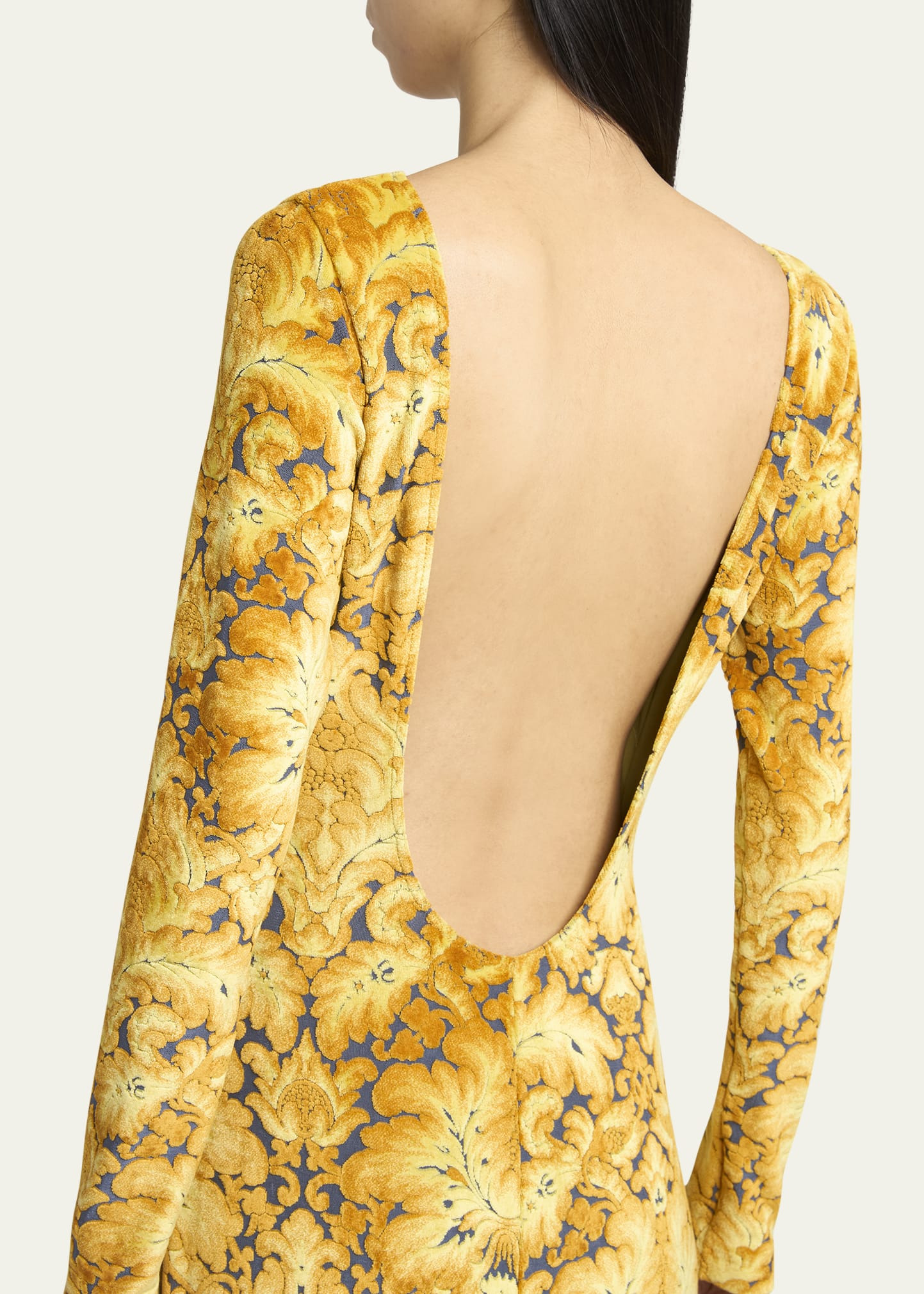 Long-Sleeve Open-Back Maxi Dress - 5