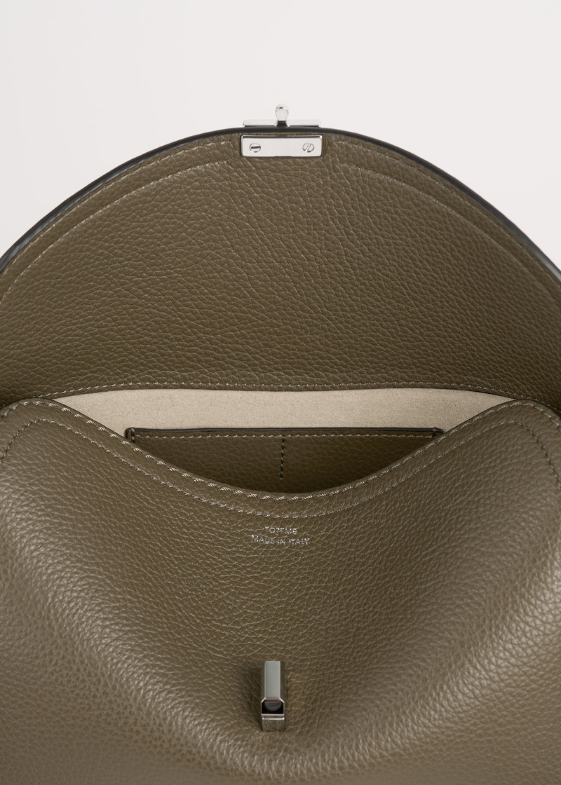T-lock grained-leather clutch dark taupe 6