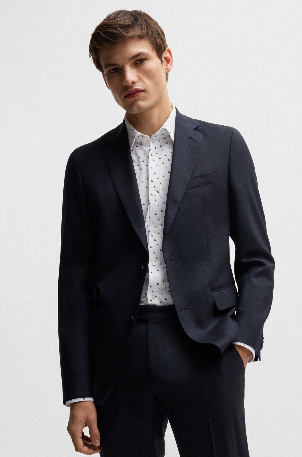 SLIM-FIT SHIRT IN PRINTED PERFORMANCE-STRETCH FABRIC - 6