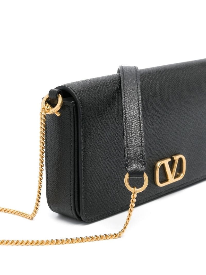 VLogo Signature leather clutch bag - 5