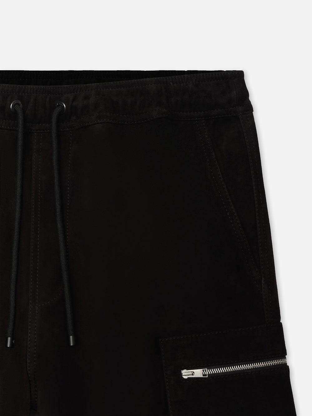 Suede Cargo Shorts in Black - 2