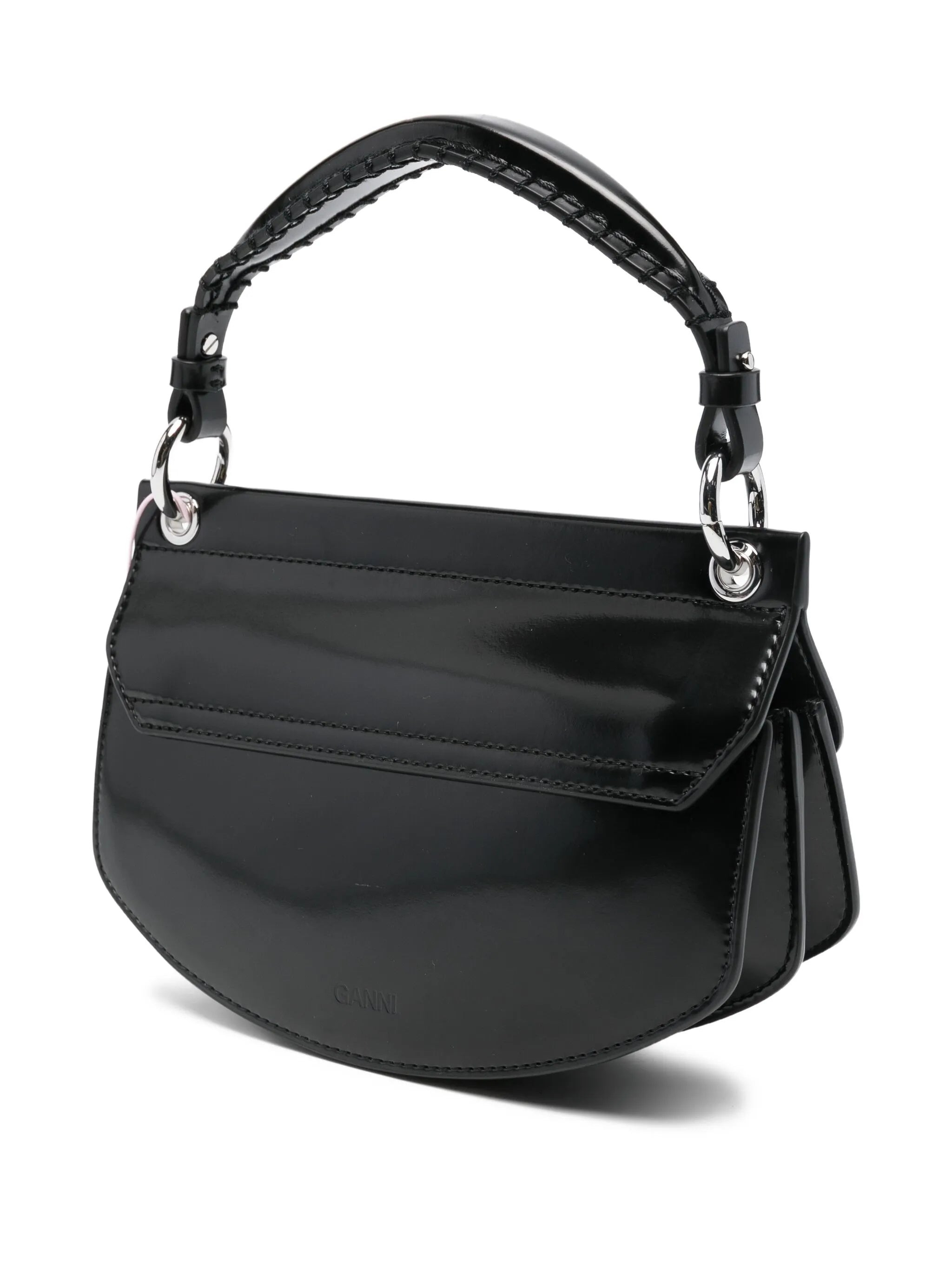 Ganni Curved Leather Cross Body Bag - 5