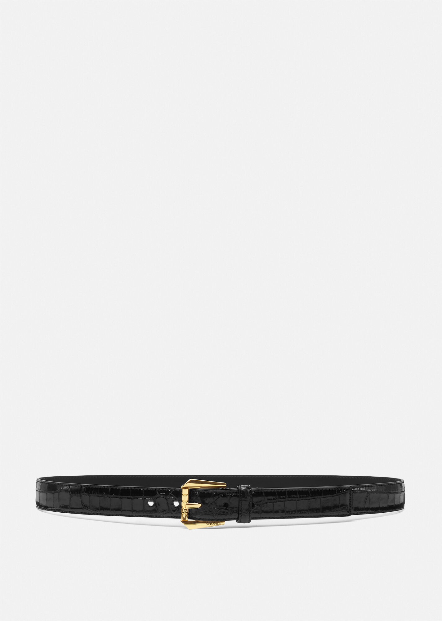 Croc-Effect Leather Belt 3 cm - 1