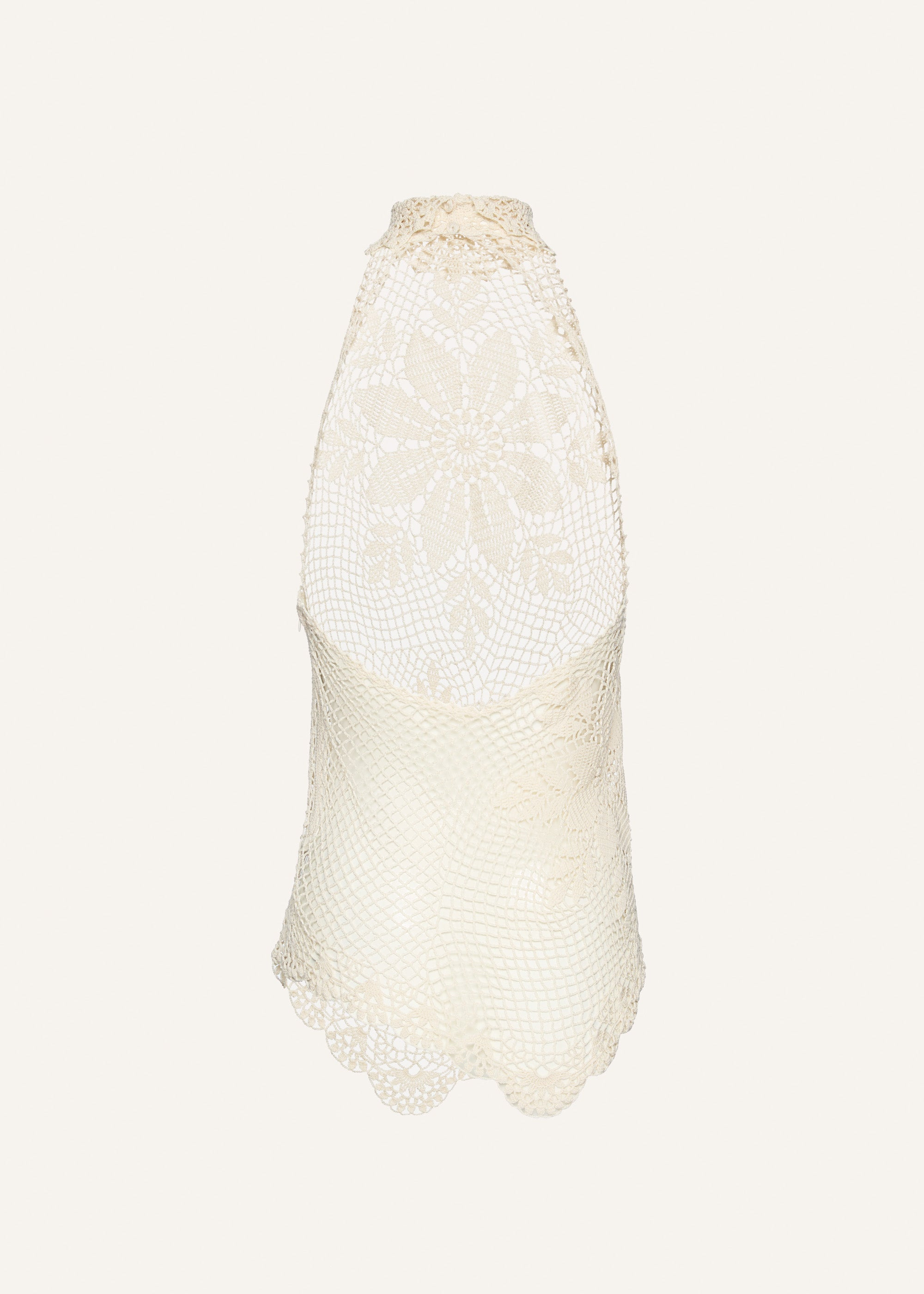 Lace crochet high neck blouse in cream - 2