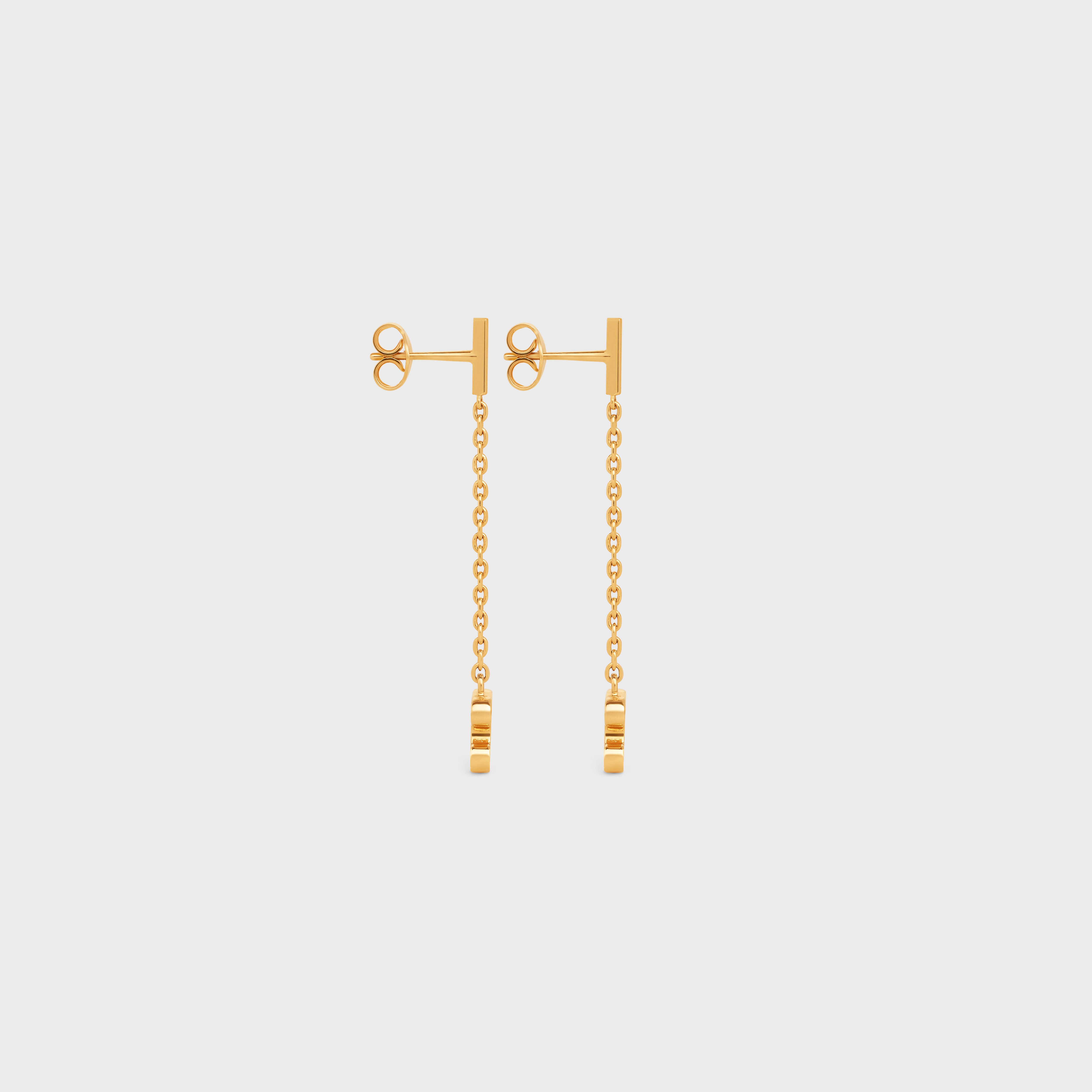 Triomphe Rhinestone Long Earrings in Brass with Gold Finish and Crystals - 3