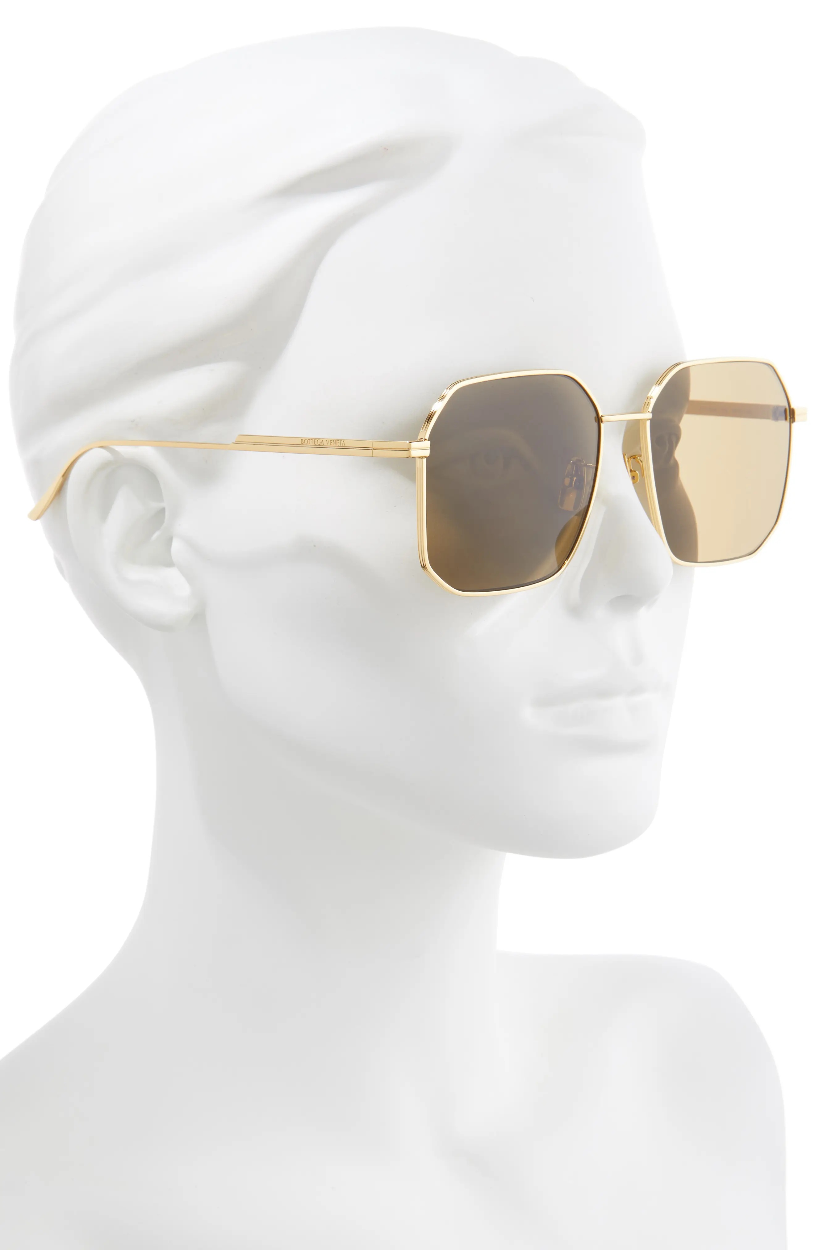 58mm Square Sunglasses in Gold/Brown - 3