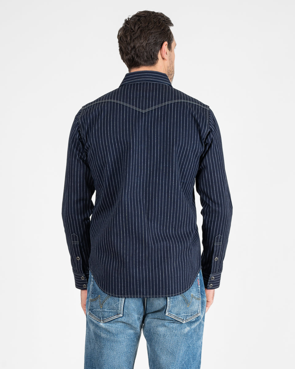 8.5OZ HERRINGBONE STRIPE WESTERN SHIRT - INDIGO - 4