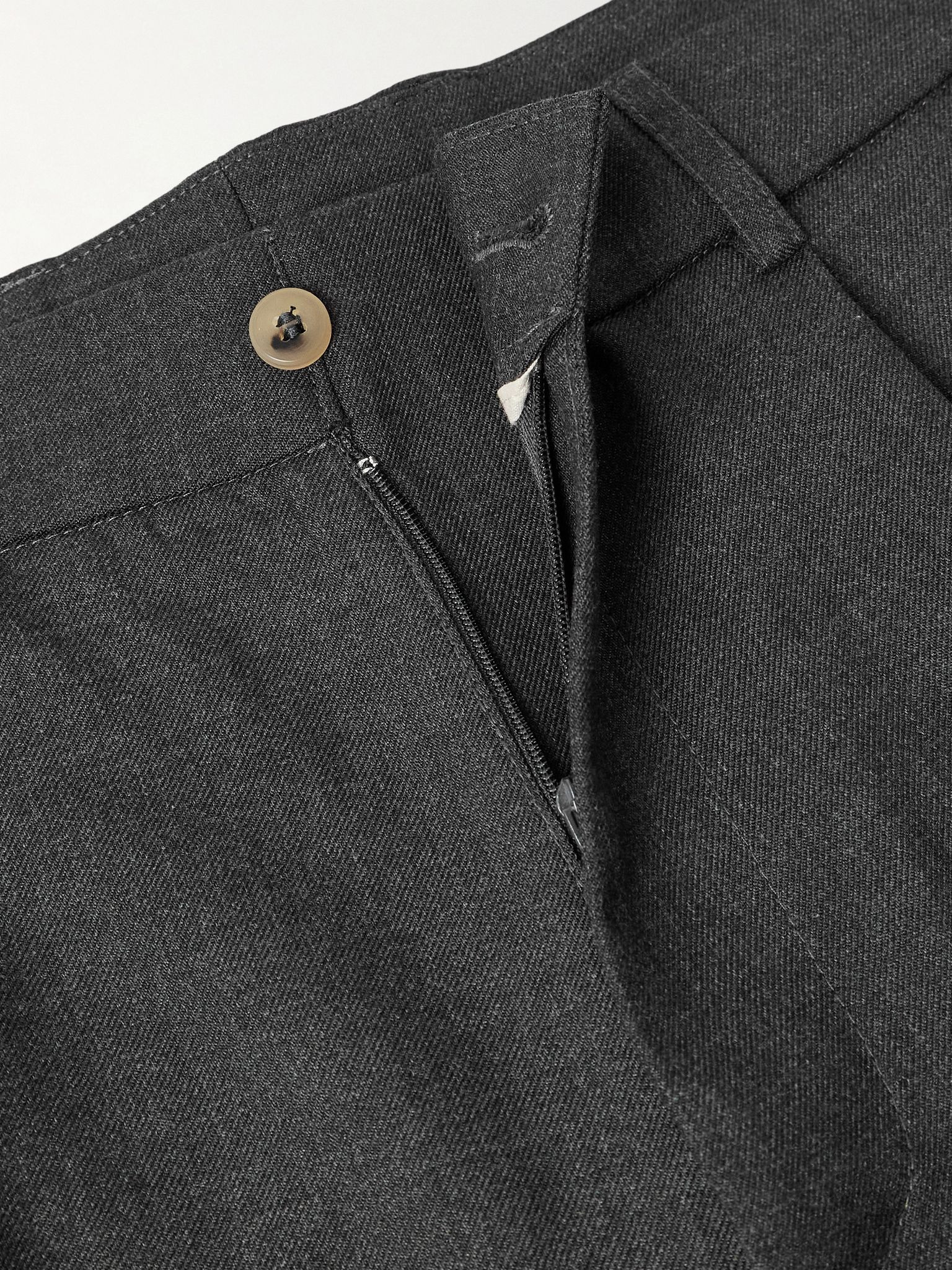 Straight-Leg Pleated Super 130s Wool Suit Trousers Gray - 6