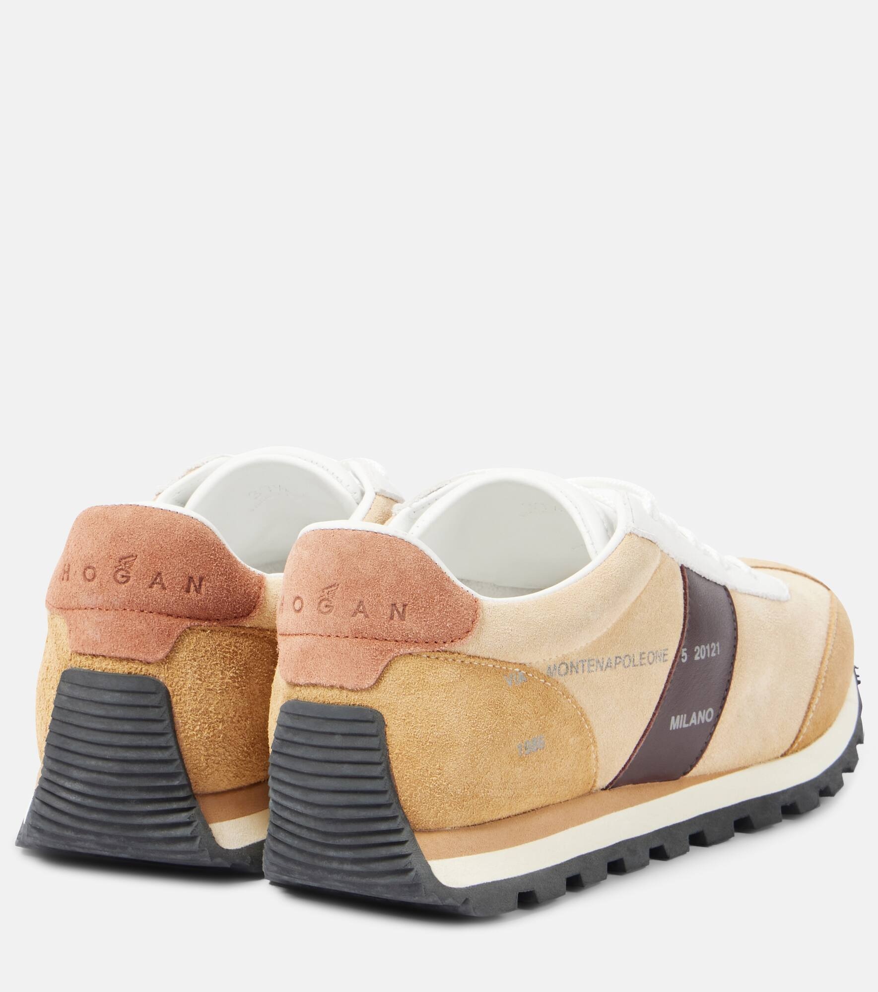 Leather-trimmed suede sneakers - 3