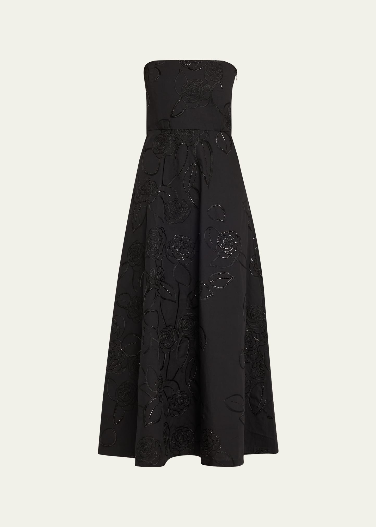 Odette Strapless Camelia Sequined Midi Dress - 1