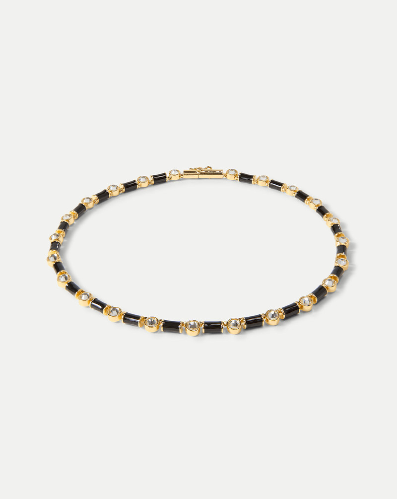 VERONICA BEARD BLACK ENAMEL AND CRYSTAL BARREL NECKLACE outlook