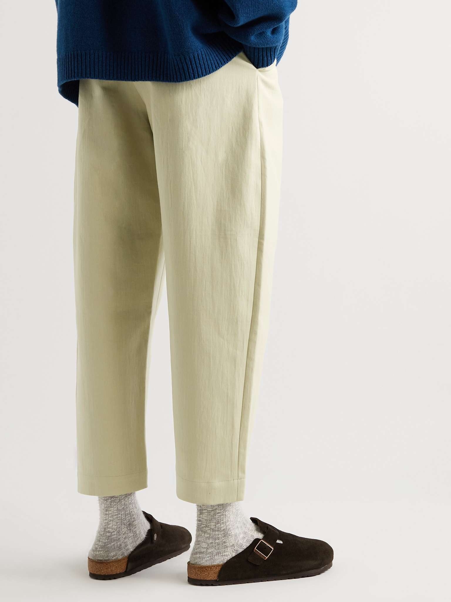 Voli Tapered Cropped Pleated Cotton-Blend Trousers - 4