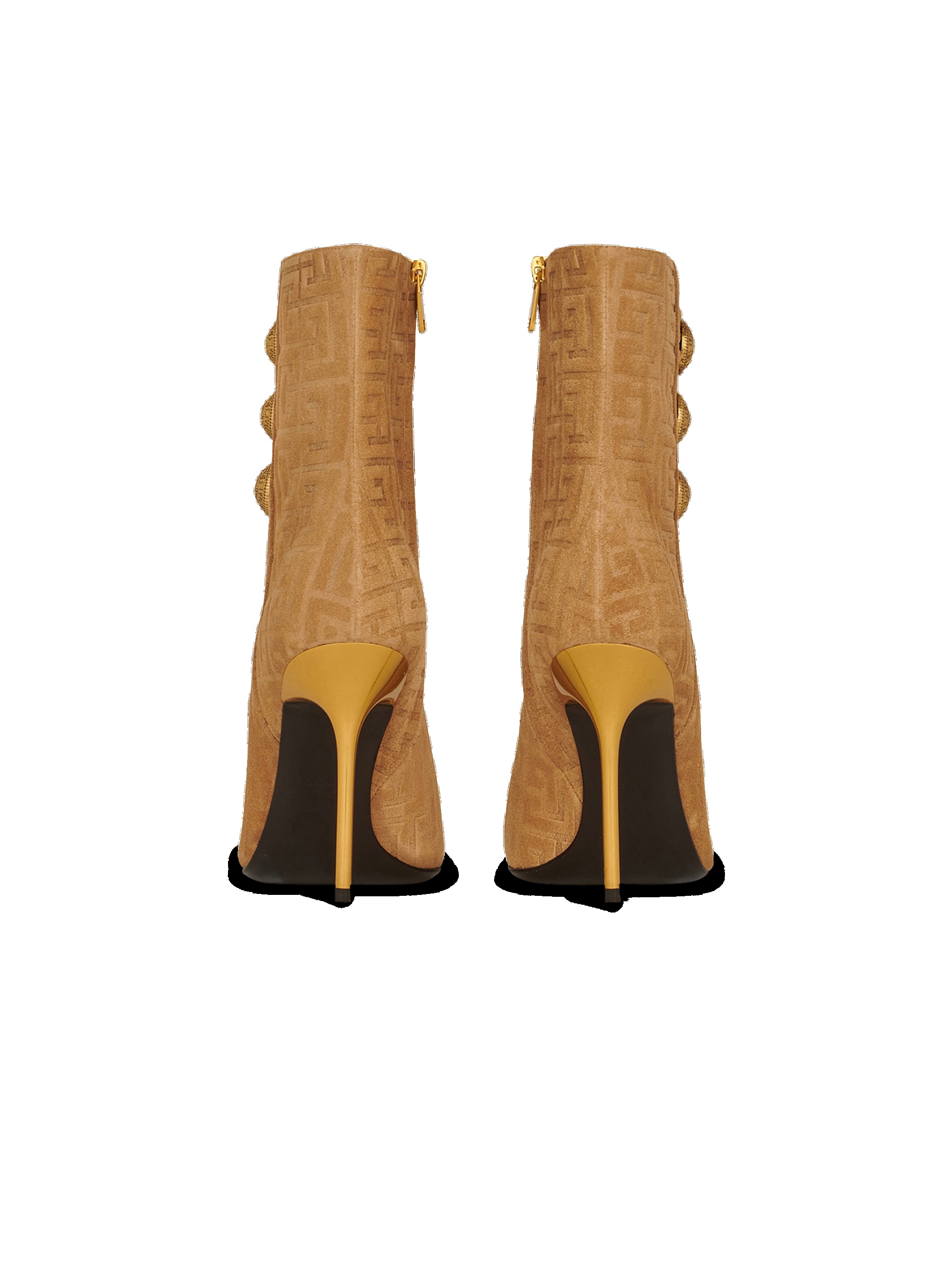 Debossed suede Roni ankle boots with Balmain monogram - 4
