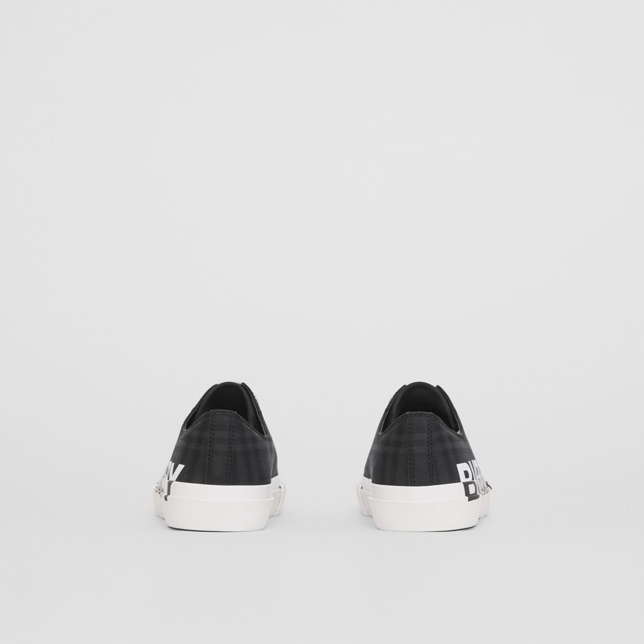 Logo Print Check Cotton Sneakers - 5