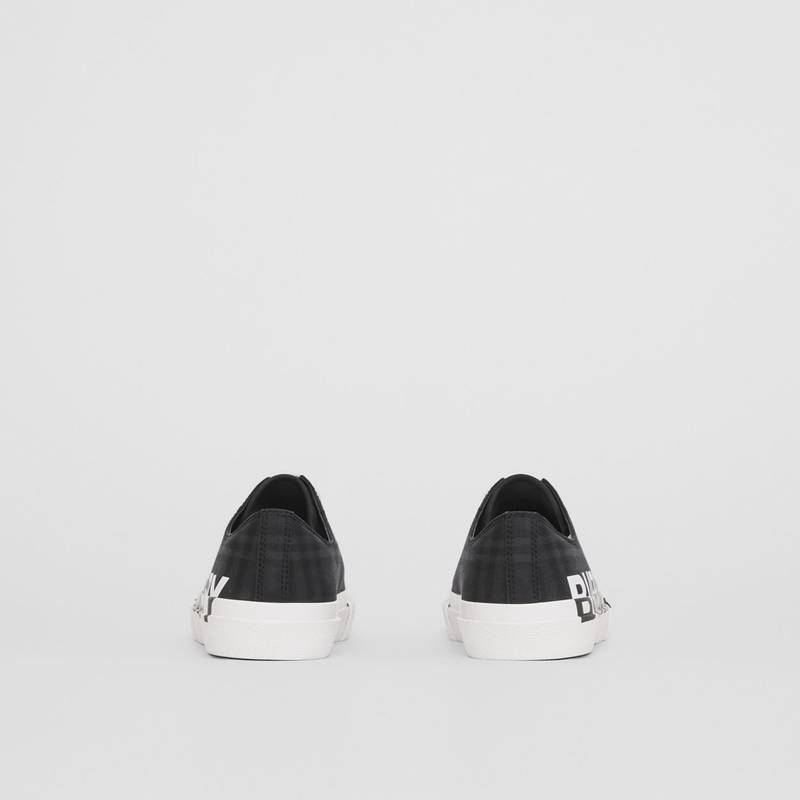 Logo Print Check Cotton Sneakers 5