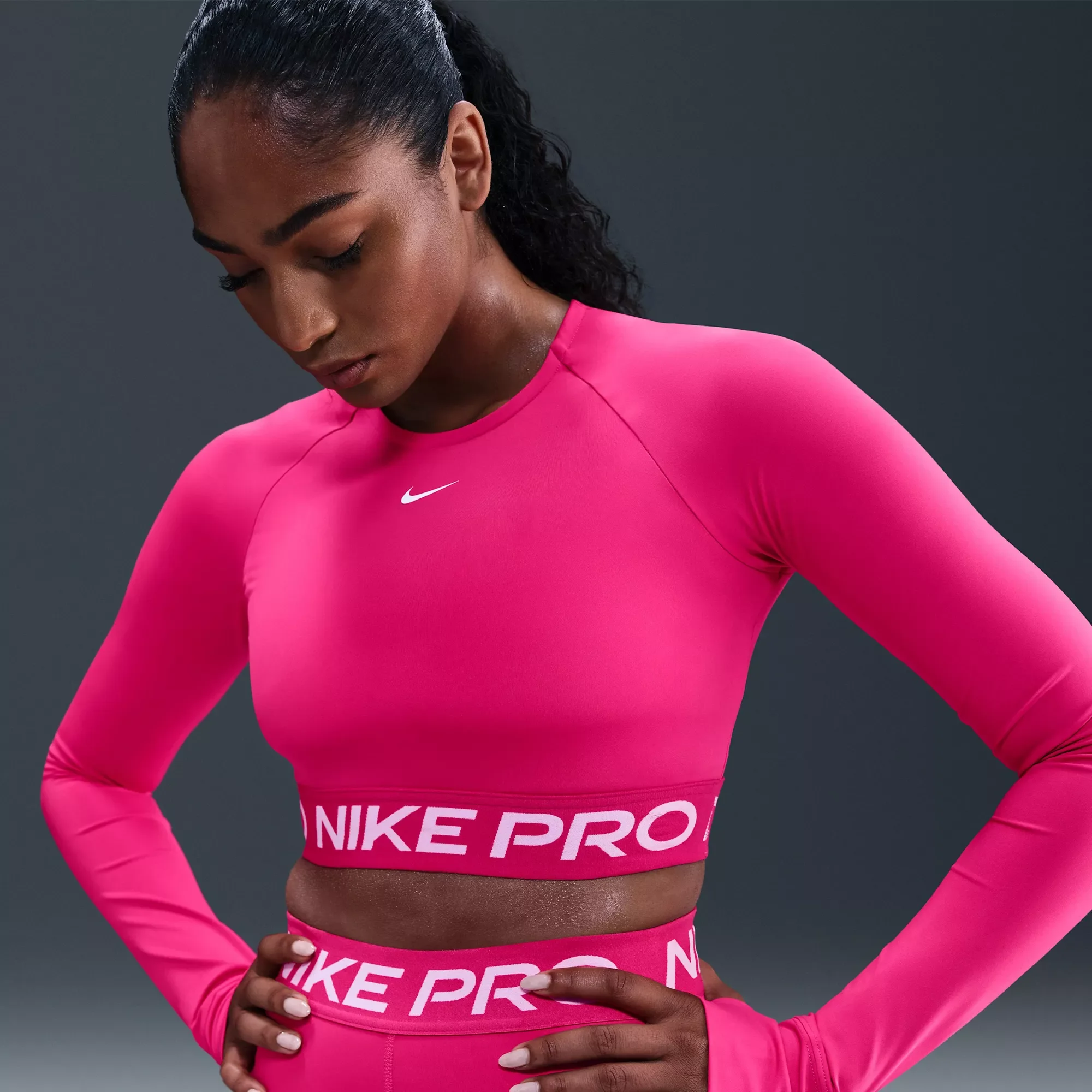 Nike Women's Pro Dri-FIT Cropped Long-Sleeve Top - 1