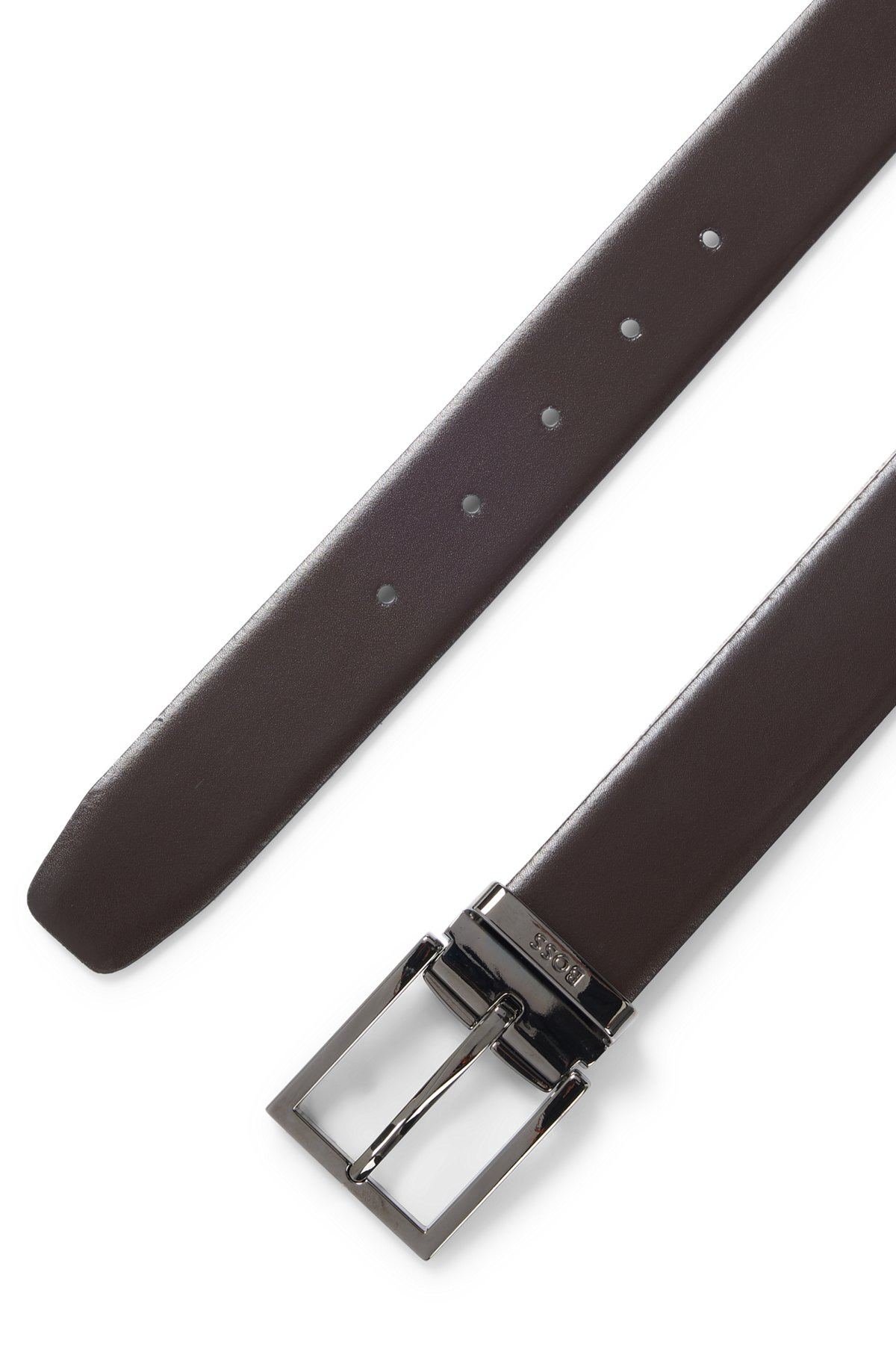 REVERSIBLE ITALIAN-LEATHER BELT WITH GUNMETAL HARDWARE - 3