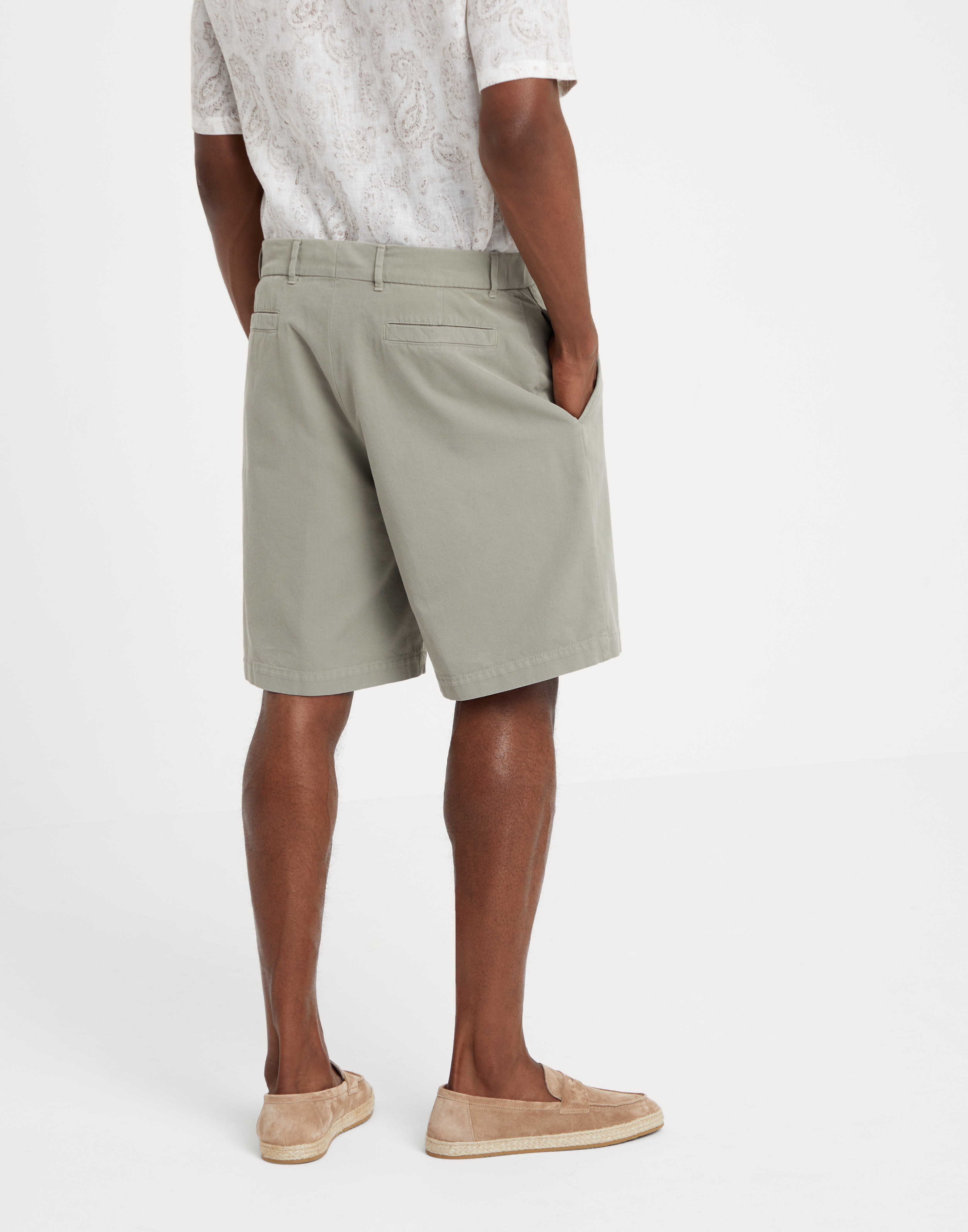 Garment-dyed Bermuda shorts in twisted cotton gabardine - 2