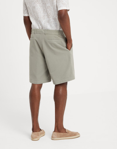 Brunello Cucinelli Garment-dyed Bermuda shorts in twisted cotton gabardine outlook