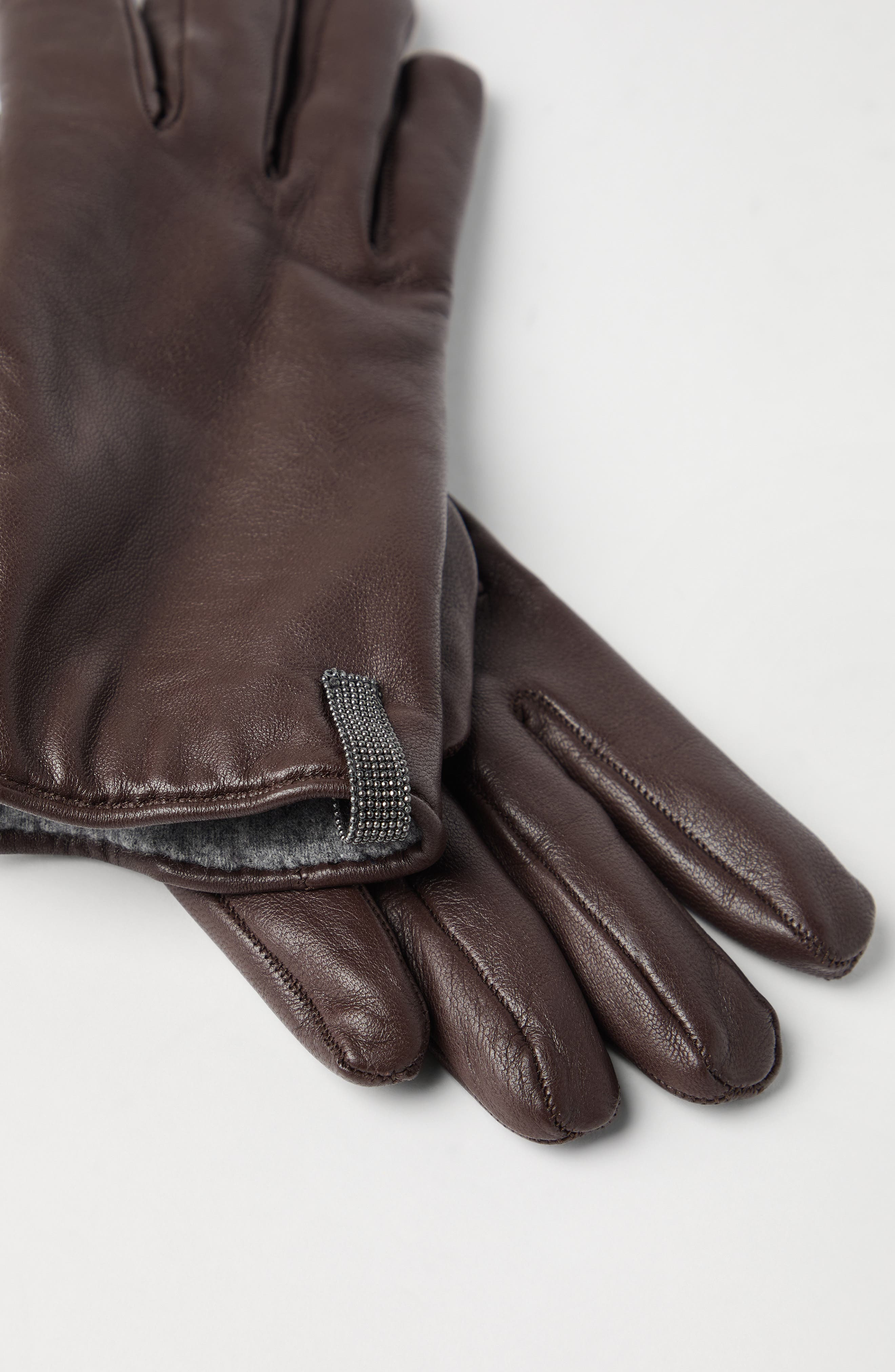 Brunello Cucinelli Nappa leather gloves in Rust Brown at Nordstrom - 3