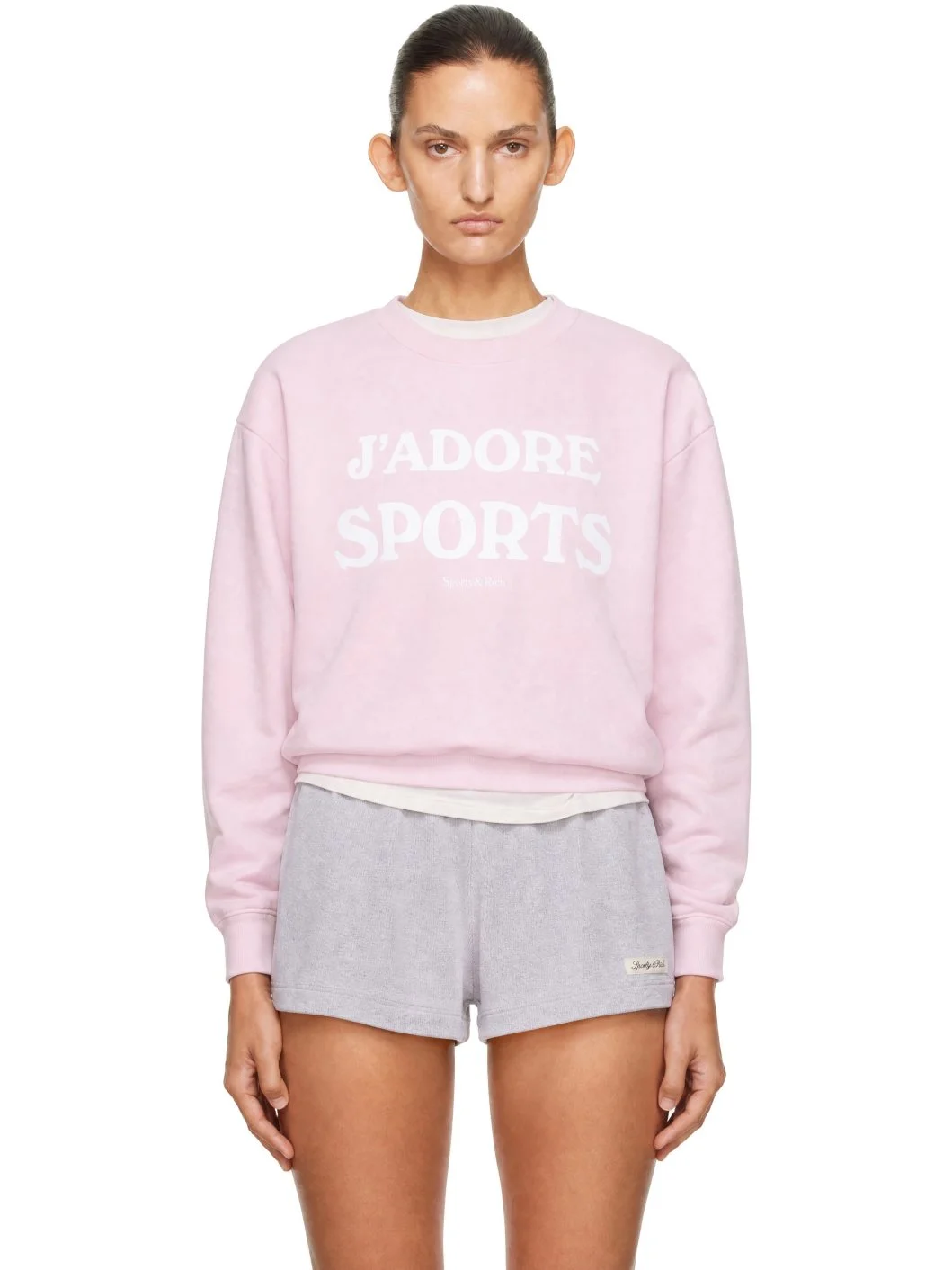 Pink 'J'Adore' Flocked Crewneck Sweatshirt - 1