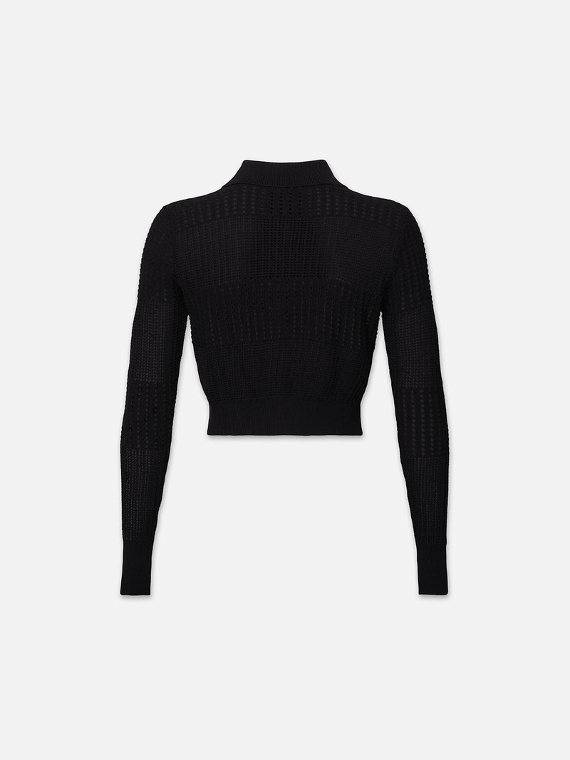 FRAME Shrunken Crochet Cardi in Black outlook