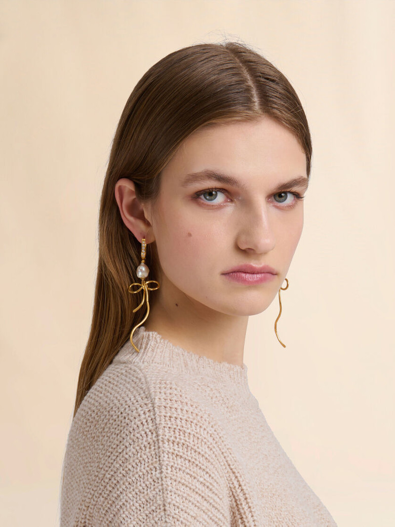 Marni GOLDEN BOW DROP EARRINGS WITH PEARLS outlook