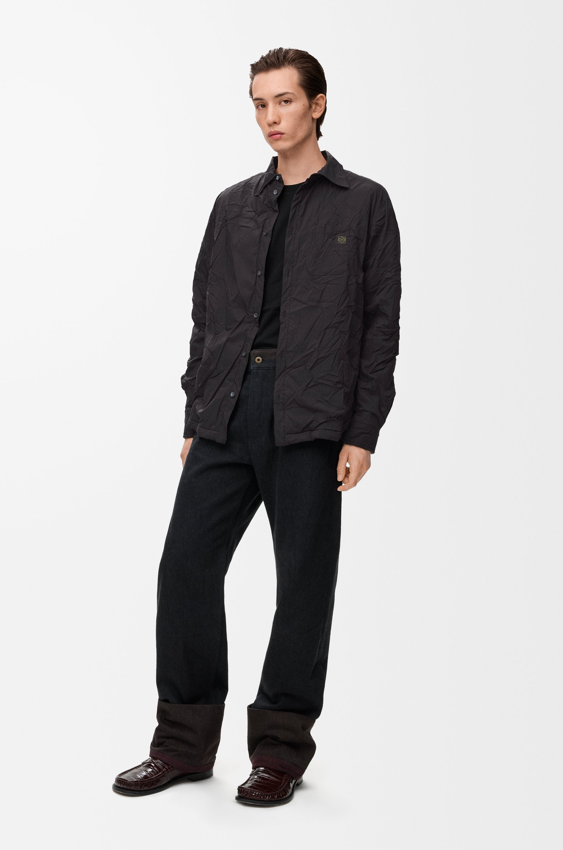 Hybrid shirt in cotton blend and wool - 2